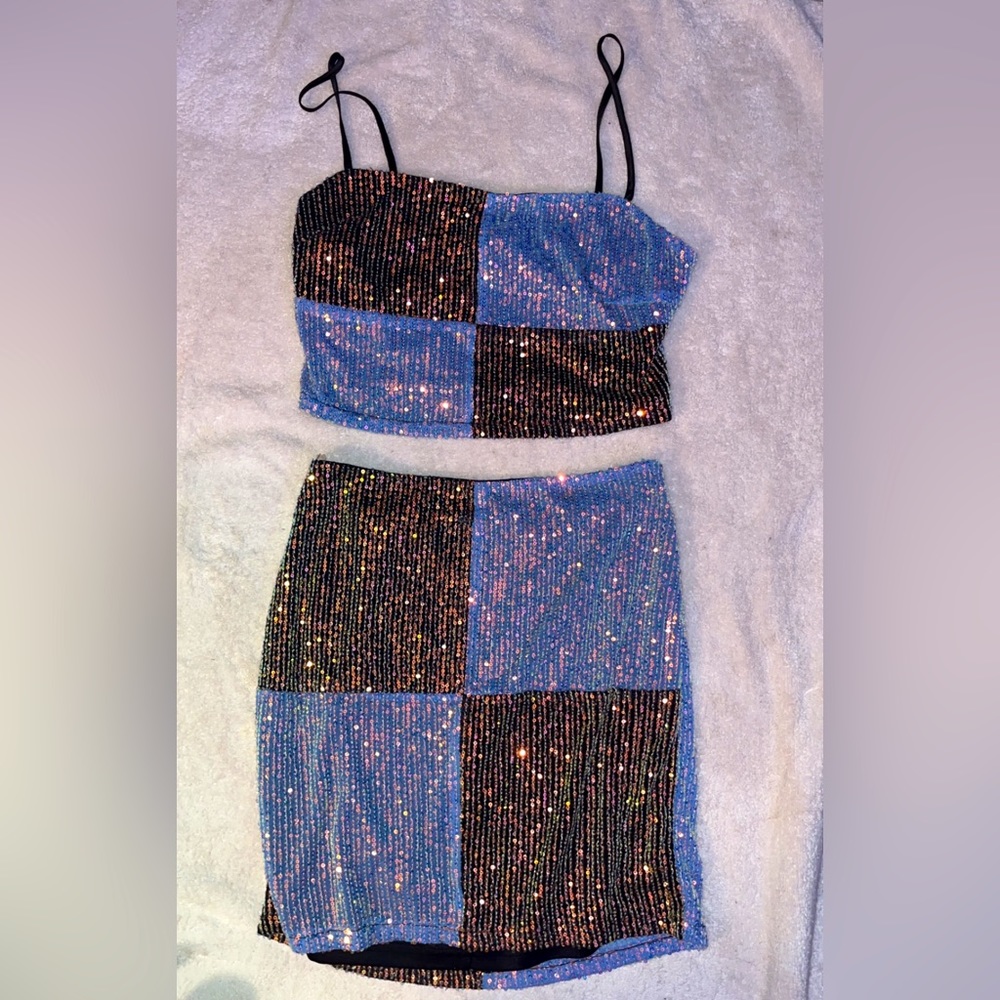 Blue blush skirt set
